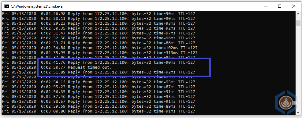HA Failover Test Ping Downtime